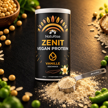 Zenit Vegan Protein Vanille – Dose mit Messlöffel, Soja, Reis und Erbse