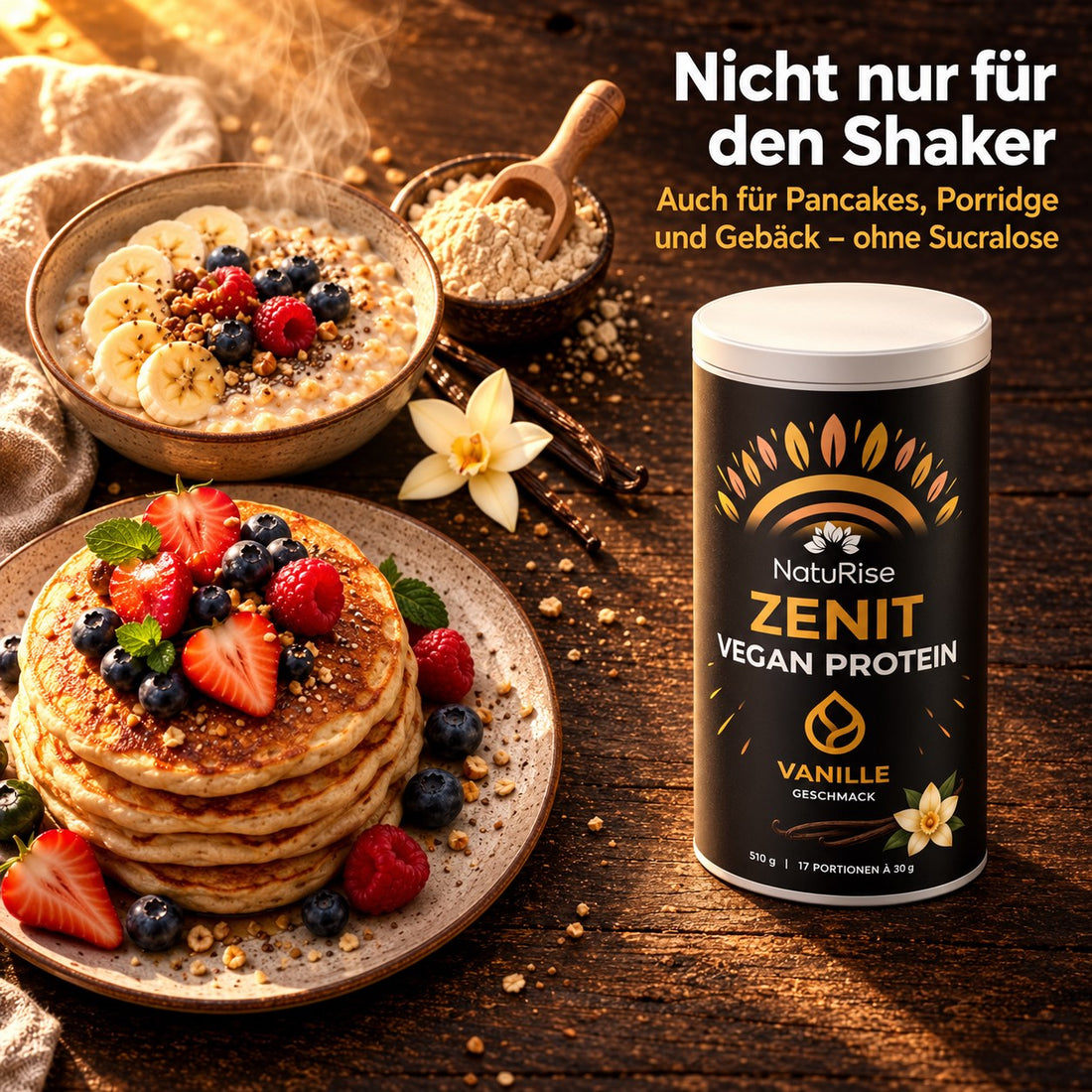 Zenit Vegan Protein Vanille – für Pancakes, Porridge und Gebäck