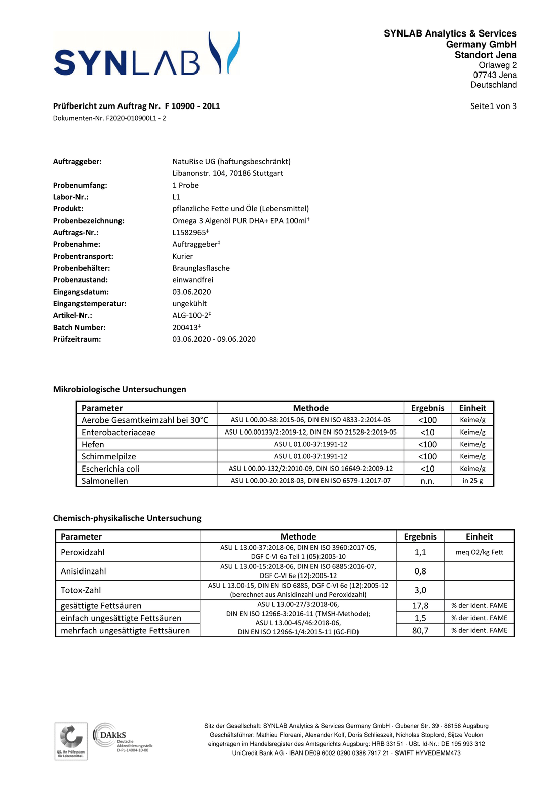 Omega 3 Algenöl (rabattiert)